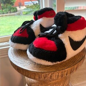 Nike Fuzzy Loafers in Black, Red, and White